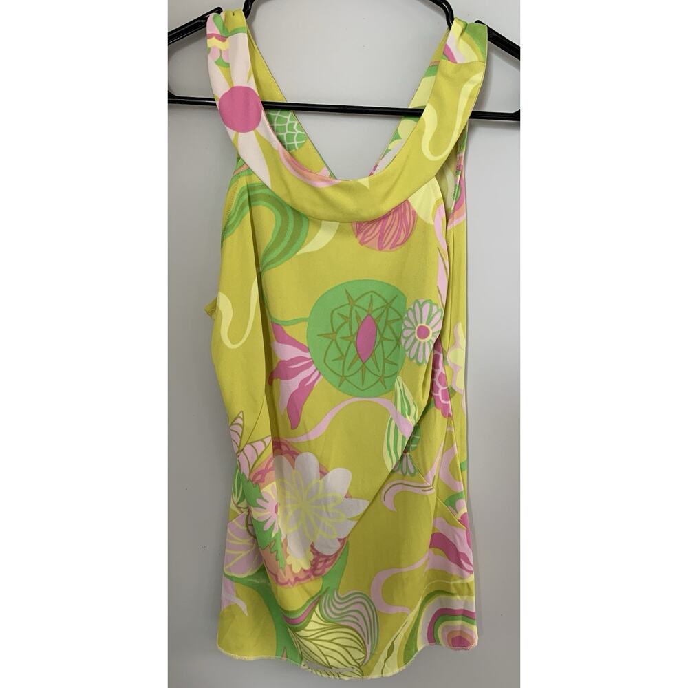 Vtg Dolce & Gabbana D&G Yellow & Green 60s Floral Print Crystal Top 44 L